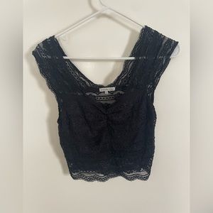 Off the shoulder black lace crop top
